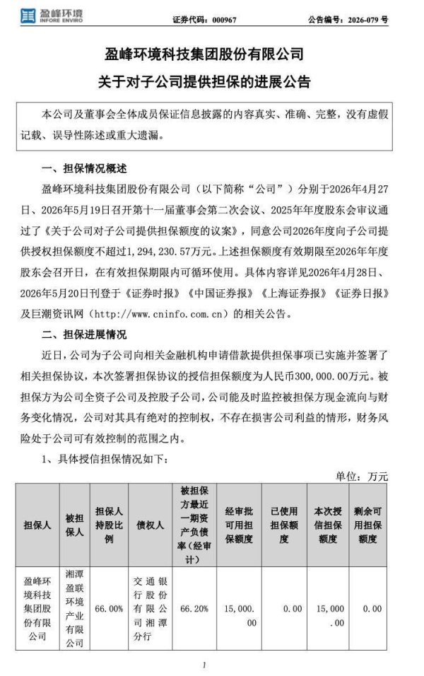 海量财经｜167亿“连坐保证书”：盈峰环境把近乎全部家底押给三家子公司