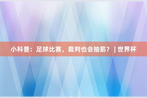 小科普：足球比赛，裁判也会抽筋？ | 世界杯