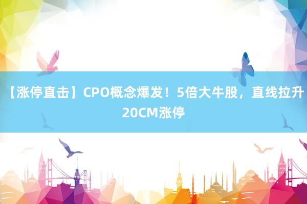 【涨停直击】CPO概念爆发！5倍大牛股，直线拉升20CM涨停
