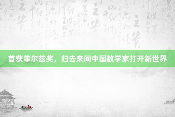 首获菲尔兹奖，归去来间中国数学家打开新世界