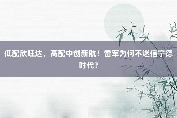 低配欣旺达，高配中创新航！雷军为何不迷信宁德时代？
