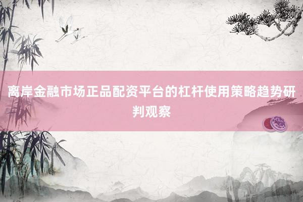 离岸金融市场正品配资平台的杠杆使用策略趋势研判观察
