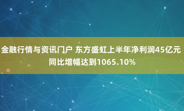 金融行情与资讯门户 东方盛虹上半年净利润45亿元 同比增幅达到1065.10%